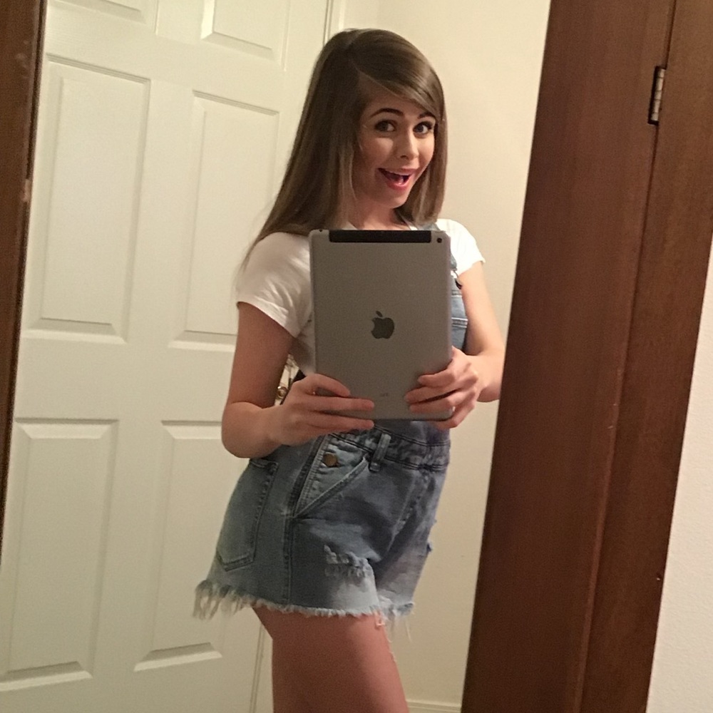 Denim mini short overalls